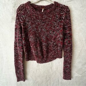 Free People Marled Knit Red Thumbhole Sweater size S